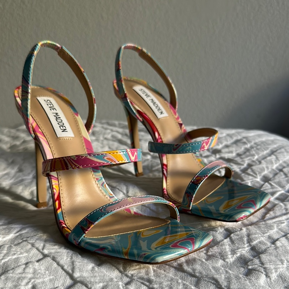 Steve Madden Blue and Pink Strappy Heels